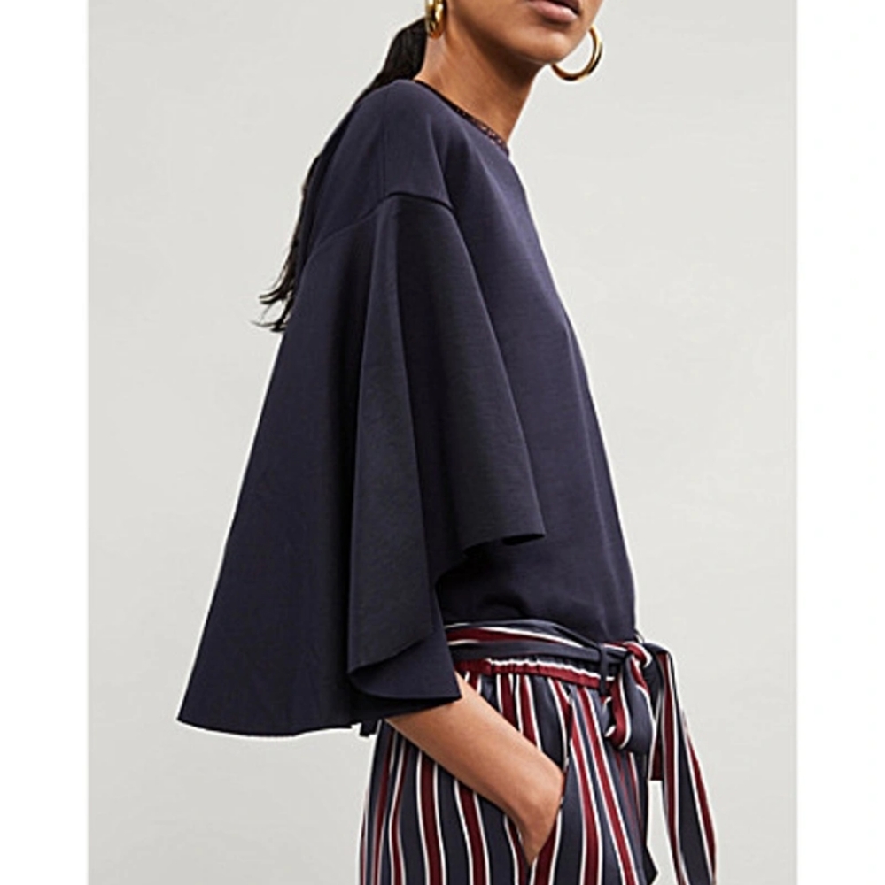 Ted Baker Navy Crewneck Flutter Asymmetrical Spli… - image 2